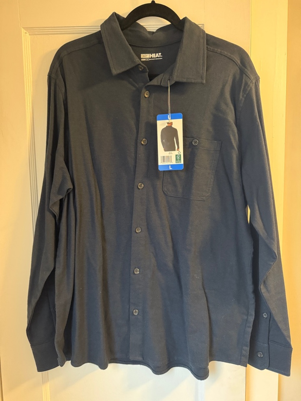 32 Degrees Men's Long-Sleeve Button-Down Shirt - Navy Blue